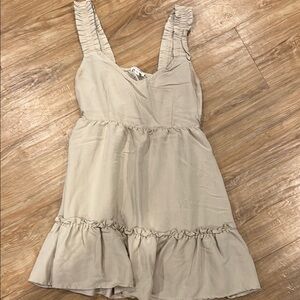 Beige Ruffled Sleeveless Dress